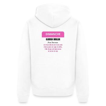 Dimanche - Globish Boulga - French Touch inside - Veste à capuche bio Premium Unisexe - blanc - Dos - Thijin (182cm)