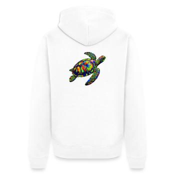 Meeresschildkröte - Unisex Premium Bio Zip Hoodie - Weiß - Hinten - Thijin (182cm)