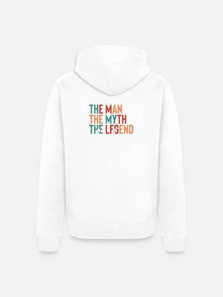 Dad - The Man, The Myth, The Legend - Unisex Premium Organic Zip Hoodie - white