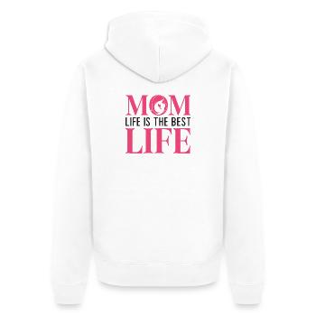 Das Leben der Mutter ist das beste Leben - Unisex Premium Bio Zip Hoodie - Weiß - Hinten - Thijin (182cm)