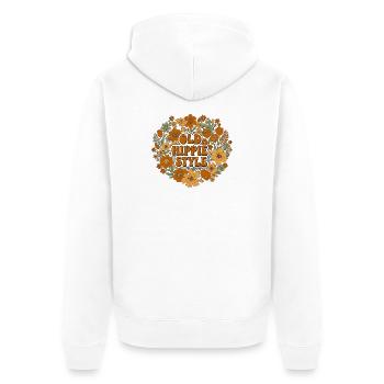 Old hip style as flower power 70s - Unisex Premium Organic Zip Hoodie - white - Back - Thijin (182cm)