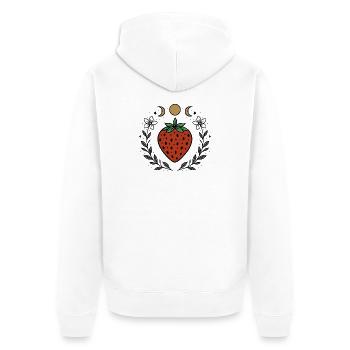 Erdbeere & Mondphasen - Magisches Naturdesign - Unisex Premium Bio Zip Hoodie - Weiß - Hinten - Thijin (182cm)