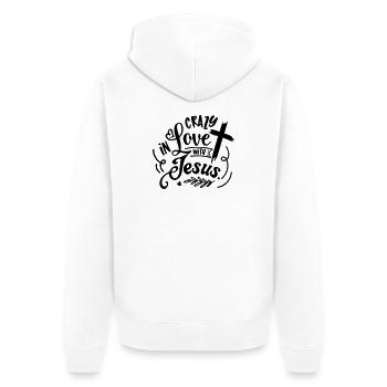 Vom Glauben inspiriertes Kreuz- und Liebesdesign - Unisex Premium Bio Zip Hoodie - Weiß - Hinten - Thijin (182cm)