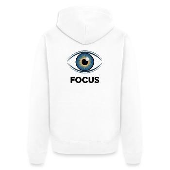 Himmlisches Auge, Sunburst-Design - Unisex Premium Bio Zip Hoodie - Weiß - Hinten - Thijin (182cm)
