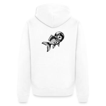 Poisson dans l’espace - Logo Cool Astonomy - Veste à capuche bio Premium Unisexe - blanc - Dos - Thijin (182cm)