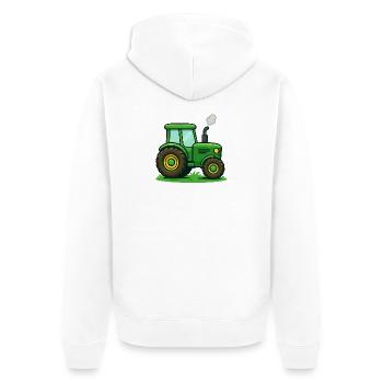 Traktor Kinder Geschenkidee - Unisex Premium Bio Zip Hoodie - Weiß - Hinten - Thijin (182cm)