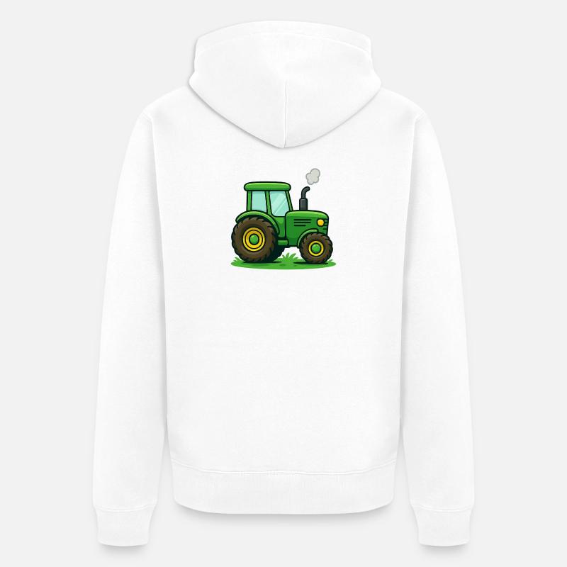 Traktor Kinder Geschenkidee - Unisex Premium Bio Zip Hoodie - Weiß