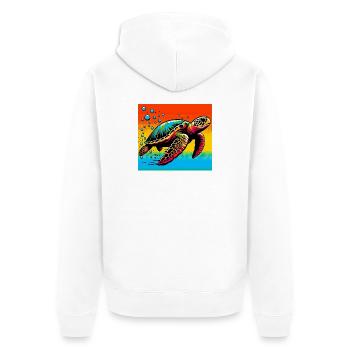 Schildkröte - Unisex Premium Bio Zip Hoodie - Weiß - Hinten - Thijin (182cm)