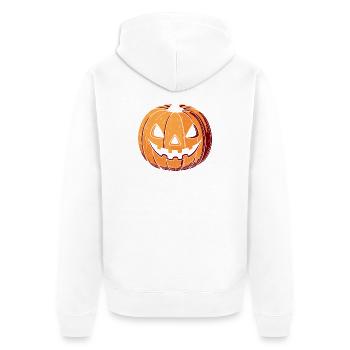 Kürbis Jack O Laterne Ausdrucksstark - Unisex Premium Bio Zip Hoodie - Weiß - Hinten - Thijin (182cm)