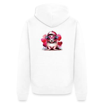 Babyrobbe Herzbrille Kawaii Seehund - Unisex Premium Bio Zip Hoodie - Weiß - Hinten - Thijin (182cm)