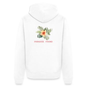 Paradis Tropical Hibiscus Fragmenté - Veste à capuche bio Premium Unisexe - blanc - Dos - Thijin (182cm)