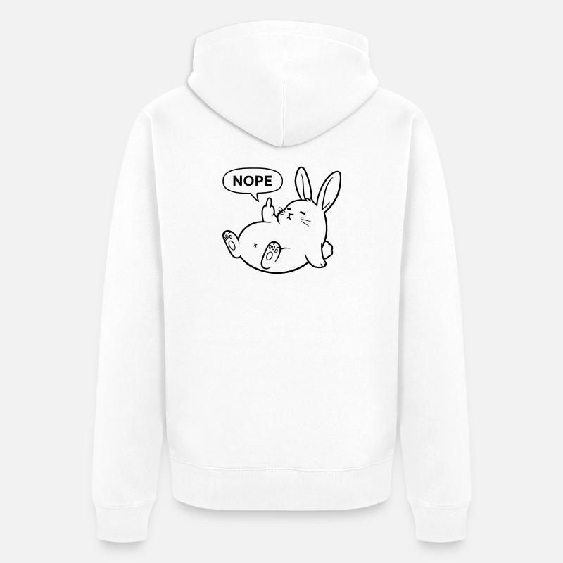 Non, Lapin | Déclaration de lapin coquin - Veste à capuche bio Premium Unisexe - blanc