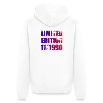 35e anniversaire Edition Limitée 11/1990 - Veste à capuche bio Premium Unisexe - blanc - Dos - Thijin (182cm)