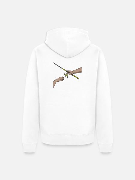 Fiske pappa-skjorte – morsom og stolt fisker - Premium økologisk unisex-hettejakke - hvit