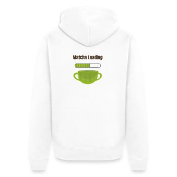 Matcha Loading - Unisex Premium Bio Zip Hoodie - Weiß - Hinten - Thijin (182cm)
