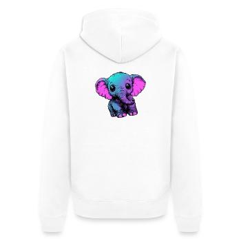 Neon Elefant Pop Art Farbenpracht - Unisex Premium Bio Zip Hoodie - Weiß - Hinten - Thijin (182cm)