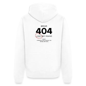 Amour non trouvé – Erreur 404 - Veste à capuche bio Premium Unisexe - blanc - Dos - Thijin (182cm)
