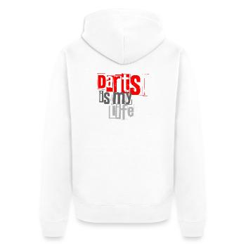 Dart, Darts c’est ma vie 1 - Veste à capuche bio Premium Unisexe - blanc - Dos - Thijin (182cm)
