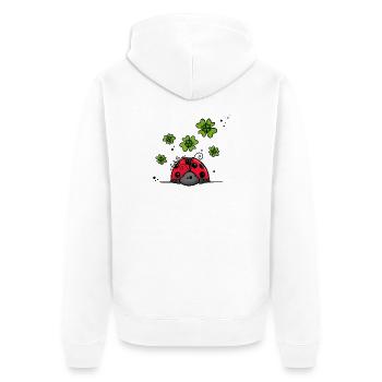 Coccinelle avec trèfle porte-bonheur - Veste à capuche bio Premium Unisexe - blanc - Dos - Thijin (182cm)