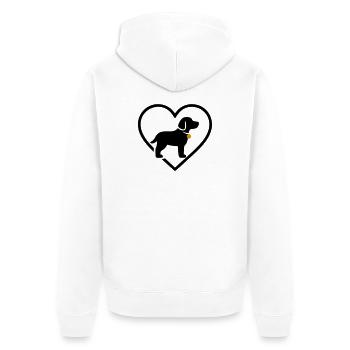 Dog Heart Silhouette Dog Lover Gift - Unisex Premium Organic Zip Hoodie - white - Back - Thijin (182cm)