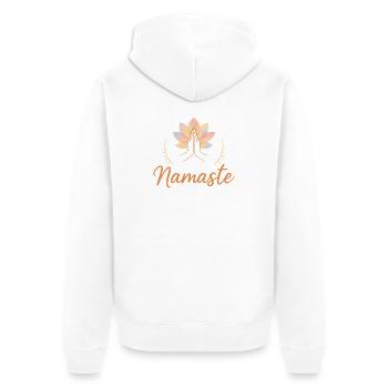 Namaste Lotus Motif - Unisex Premium Organic Zip Hoodie - white - Back - Thijin (182cm)