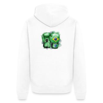 Brasil Boxing Brazil Boxing Gloves - Unisex Premium Organic Zip Hoodie - white - Back - Thijin (182cm)