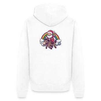 Esel Weihnachtsmann Weihnachten - Unisex Premium Bio Zip Hoodie - Weiß - Hinten - Thijin (182cm)