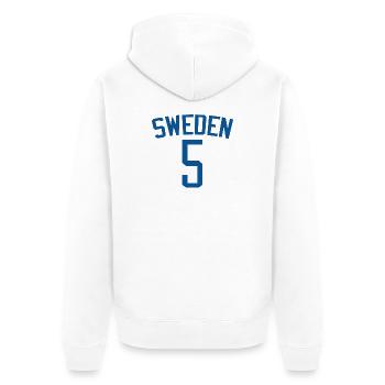 Sweden 5 – Sports Design - Unisex Premium Organic Zip Hoodie - white - Back - Thijin (182cm)