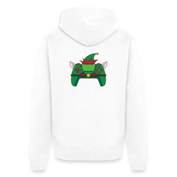 Elf Videospiel-Controller Weihnachts-Gamer-Elf - Unisex Premium Bio Zip Hoodie - Weiß - Hinten - Thijin (182cm)