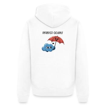 Cute Cloud And Umbrella Friendship Illustration - Unisex Premium Bio Zip Hoodie - Weiß - Hinten - Thijin (182cm)