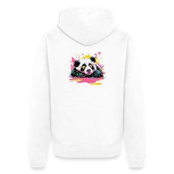 Panda Splash Pop-Art Farbspritzer - Unisex Premium Bio Zip Hoodie - Weiß - Hinten - Thijin (182cm)