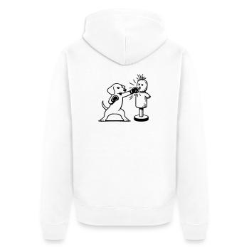 sparring dackel boxen line art  - Unisex Premium Bio Zip Hoodie - Weiß - Hinten - Thijin (182cm)