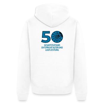 HU February 2026 - 50 Years - Birthday Gift - Unisex Premium Organic Zip Hoodie - white - Back - Thijin (182cm)