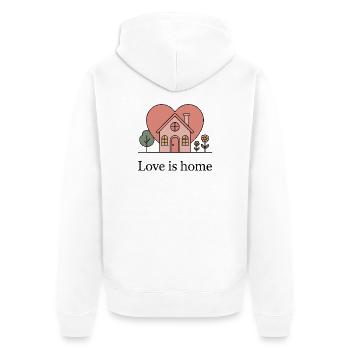 Pastel Heart Home Illustration - Unisex Premium Organic Zip Hoodie - white - Back - Thijin (182cm)