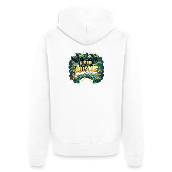 Effort pour la motivation de la salle de muscule Entraînement de fitness - Veste à capuche bio Premium Unisexe - blanc - Dos - Thijin (182cm)