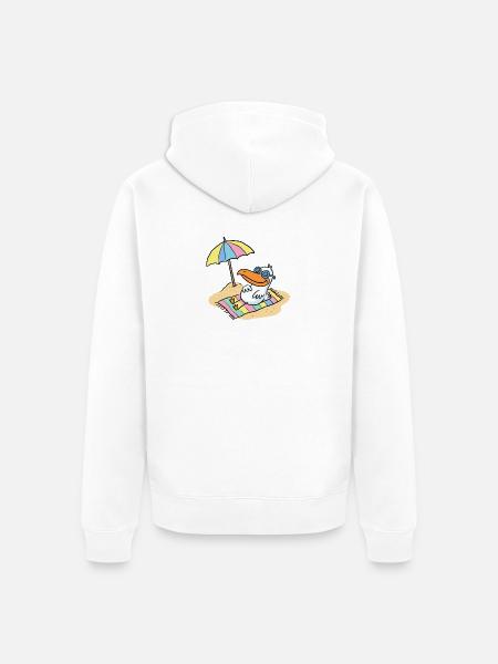 Sonnenvogel am Strand mit Schirm - Unisex Premium Bio Zip Hoodie - Weiß