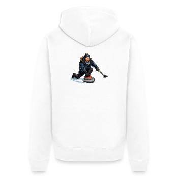 Héros du curling dans le vent de glace - Veste à capuche bio Premium Unisexe - blanc - Dos - Thijin (182cm)