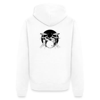 Drummer Sketch - Unisex Premium Organic Zip Hoodie - white - Back - Thijin (182cm)