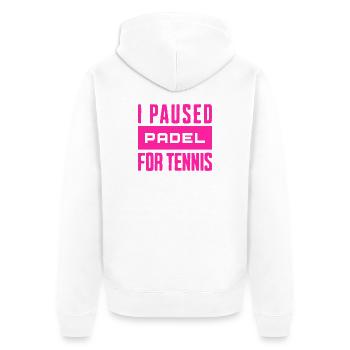 Tennis & Padel Hoodie, Bag for Tennis Players - Unisex Premium Organic Zip Hoodie - white - Back - Thijin (182cm)
