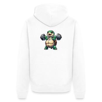 Lustige Schildkröte Hantel Fitness Humor - Unisex Premium Bio Zip Hoodie - Weiß - Hinten - Thijin (182cm)