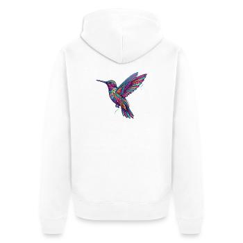 Bunter Kolibri Flügel florales Muster geometrisch - Unisex Premium Bio Zip Hoodie - Weiß - Hinten - Thijin (182cm)