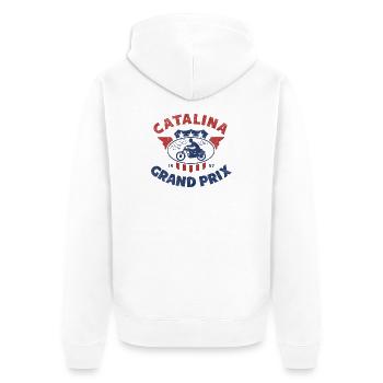 Catalina Grand Prix Vintage Moto - Unisex Premium Bio Zip Hoodie - Weiß - Hinten - Thijin (182cm)