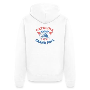 Catalina Grand Prix Vintage-Motorrad - Unisex Premium Bio Zip Hoodie - Weiß - Hinten - Thijin (182cm)