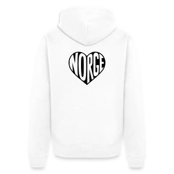 Norwegen, Norge im Herz - Unisex Premium Bio Zip Hoodie - Weiß - Hinten - Thijin (182cm)