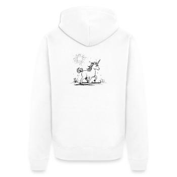 Einhorn im Sonnenschein - Unisex Premium Bio Zip Hoodie - Weiß - Hinten - Thijin (182cm)