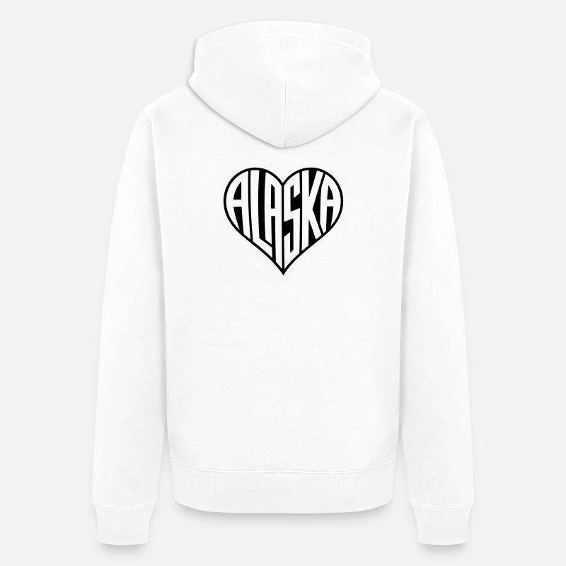 L’Alaska en lettres de cœur - Veste à capuche bio Premium Unisexe - blanc