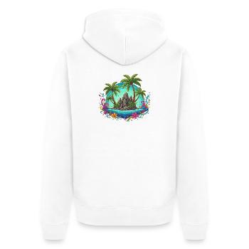 Tropische Insel Oase Palmen Farben - Veste à capuche bio Premium Unisexe - blanc - Dos - Thijin (182cm)