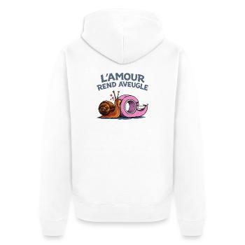 L’amour rend aveugle – humour escargot scotch - Veste à capuche bio Premium Unisexe - blanc - Dos - Thijin (182cm)