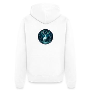 Aurora deer in the night forest - Unisex Premium Organic Zip Hoodie - white - Back - Thijin (182cm)