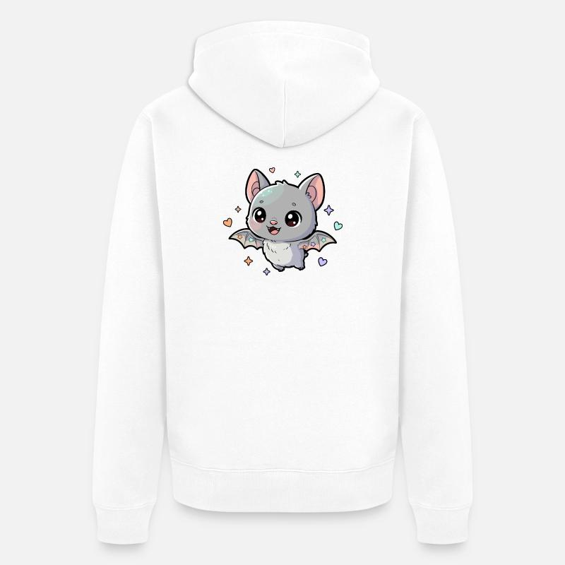 Kuschelfledermaus mit Pastellsternchen - Unisex Premium Bio Zip Hoodie - Weiß